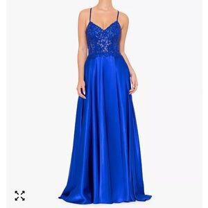 Blondie Nites Juniors' Sequin-Bodice Sleeveless Gown Royal Blue New With Tags 13